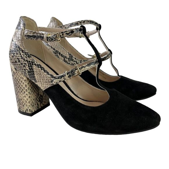 Cole Haan Black and Snake Print Heels - Picture 1 of 16